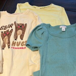 Set of 3 girls tops including Patagonia Bear Hugs Yellow Kids Shirt